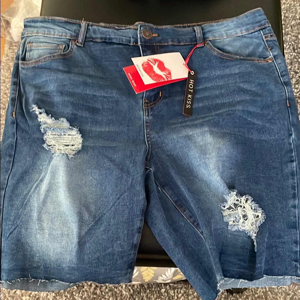 Hot Kiss Ripped Blue Denim Shorts